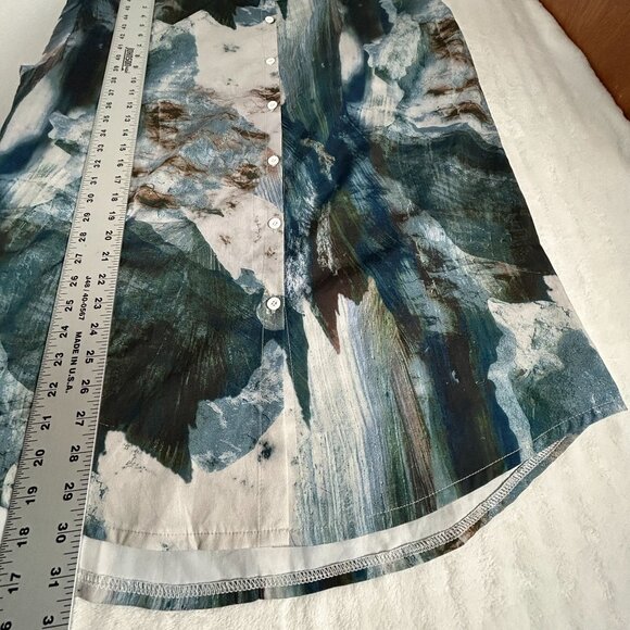 S.Y. Womens Abstract Print Button-Up Shirt Size 3 Mandarin Collar Long Sleeve - Picture 8 of 8